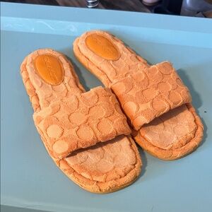 Orange Coach Terry Cloth Slide Sandals